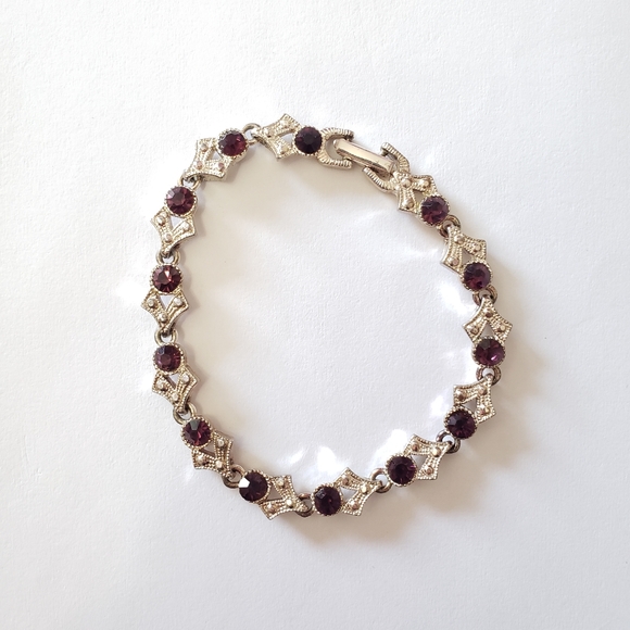 Vintage purple Rignstones bracelet - Picture 2 of 13